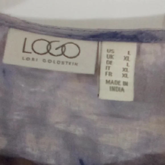 LOGO by Lori Goldstein Purple and Blue Tie-Dye Blouse - Picture 5 of 13